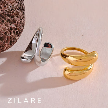 Anillo dorado bañado oro 18k sofisticado y atrevido Nadia