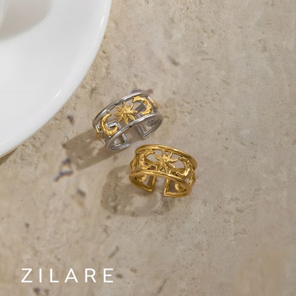 Anillo delicado baño de oro 18k con diseño celestial Marisol
