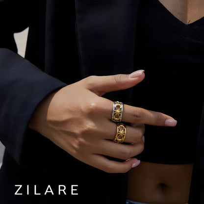 Anillo delicado baño de oro 18k con diseño celestial Marisol