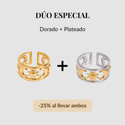 Anillo delicado baño de oro 18k con diseño celestial Marisol