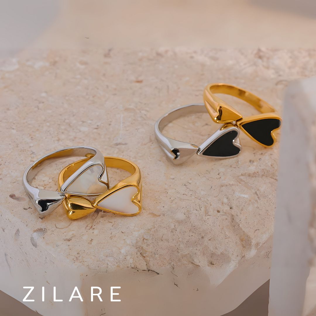 Anillo con diseño de corazón bañado en oro 18k Nubia