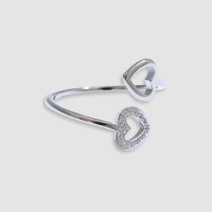 Anillo dorado ajustable con corazones y circonias Eliette