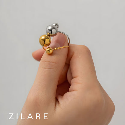 Anillo moderno con diseño único bañado en oro 18k Elva