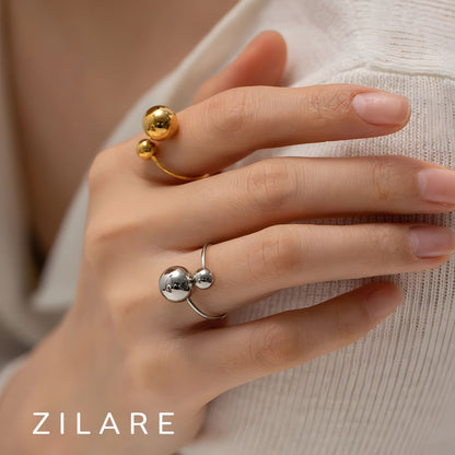 Anillo moderno con diseño único bañado en oro 18k Elva