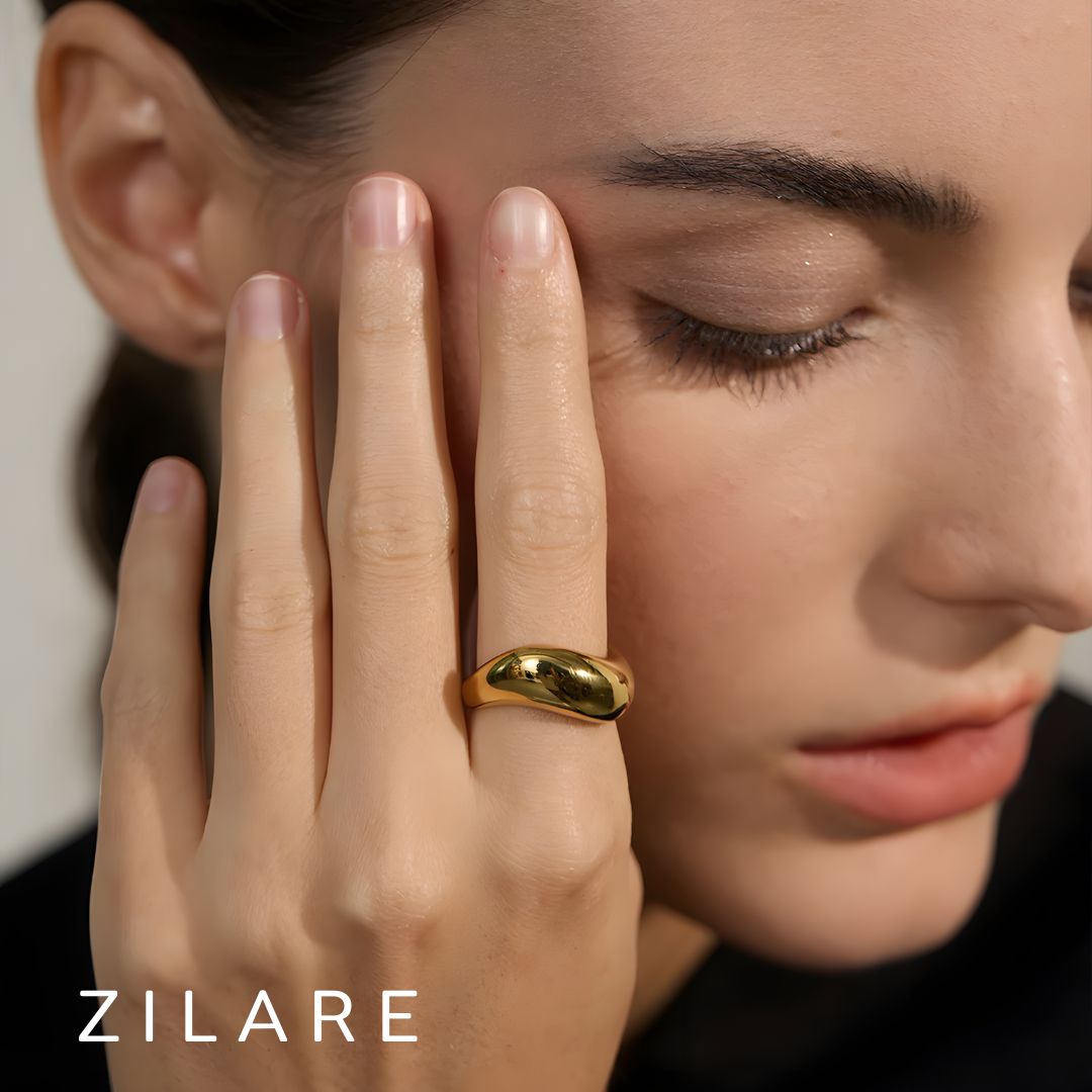 Anillo moderno dorado bañado en oro 18k para mujer Celeste