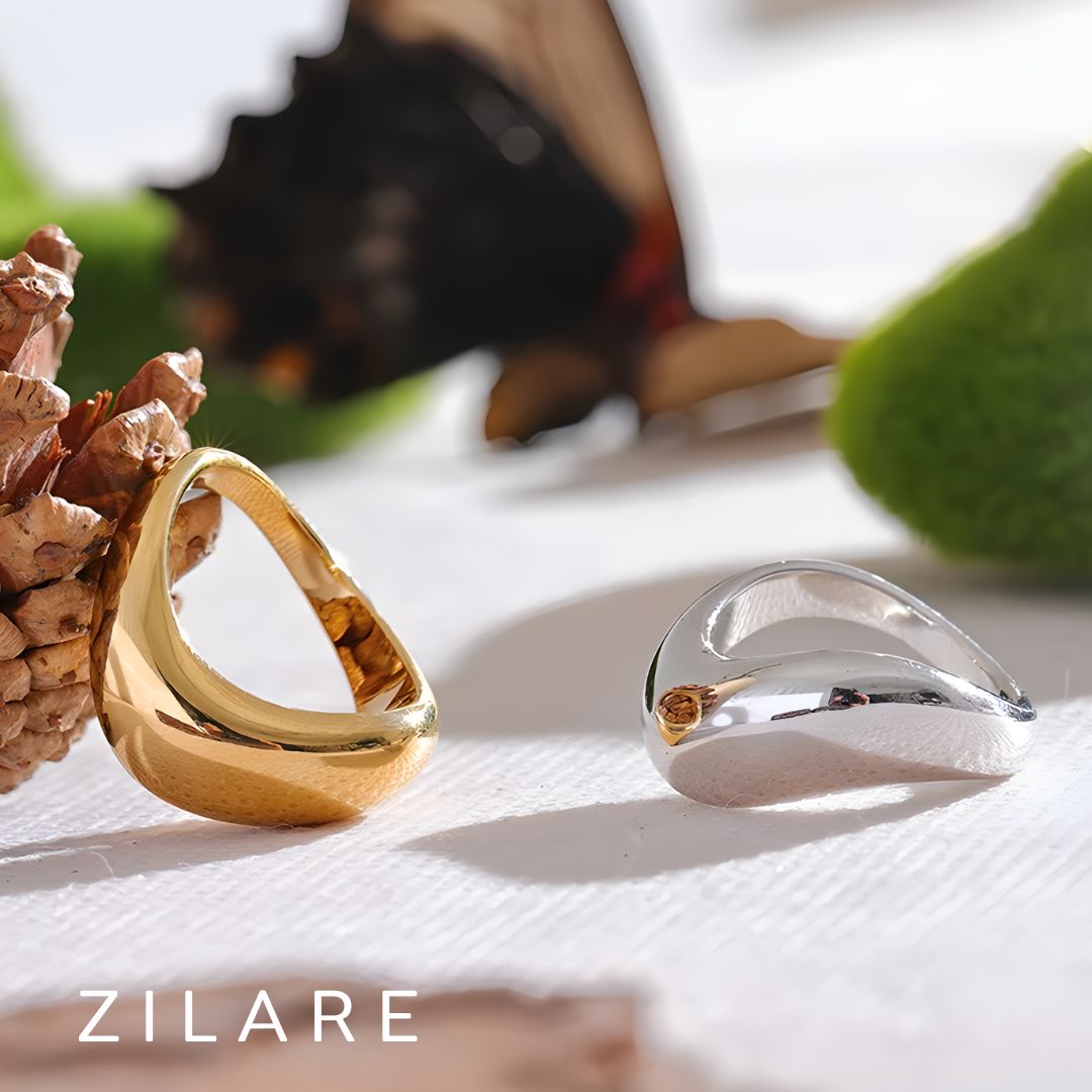 Anillo moderno dorado bañado en oro 18k para mujer Celeste