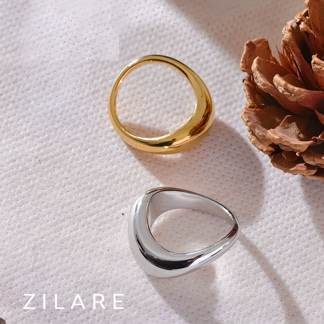 Anillo moderno dorado bañado en oro 18k para mujer Celeste