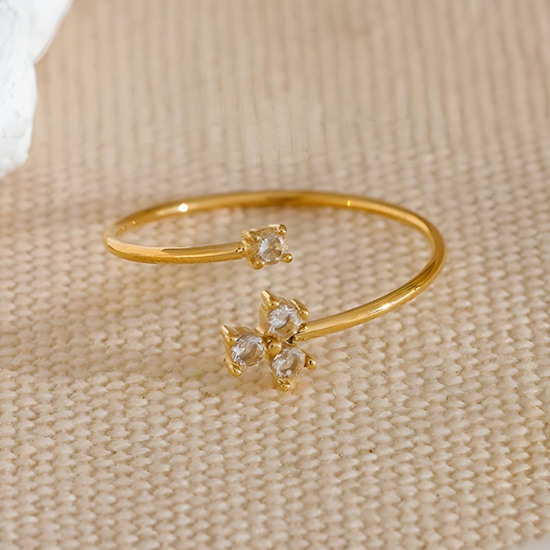 Anillo dorado moderno y delicado bañado en oro 18k Nicolle