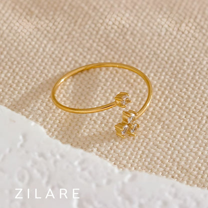 Anillo dorado moderno y delicado bañado en oro 18k Nicolle