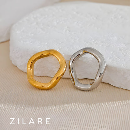 Anillo dorado ondulado bañado en oro 18k para mujer Noa