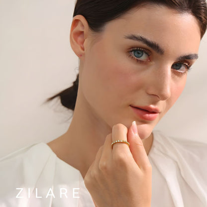 Anillo dorado con zirconias ajustable bañado oro 18k Laura