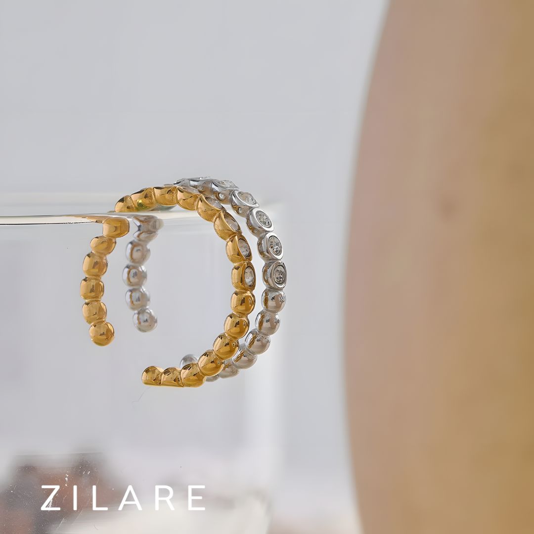 Anillo dorado con zirconias ajustable bañado oro 18k Laura