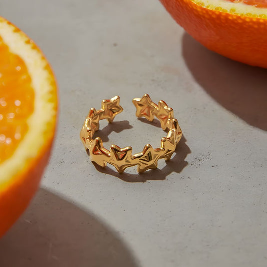 Anillo ajustable de estrellas bañado oro 18k Estrella Dorado