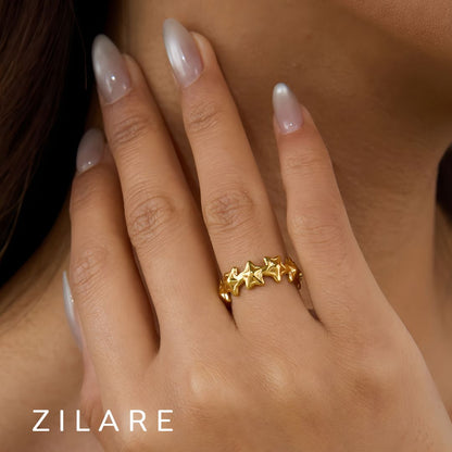 Anillo ajustable de estrellas bañado oro 18k Estrella Dorado