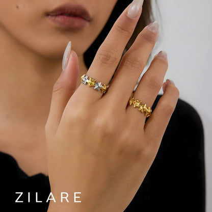Anillo ajustable de estrellas bañado oro 18k Estrella Dorado