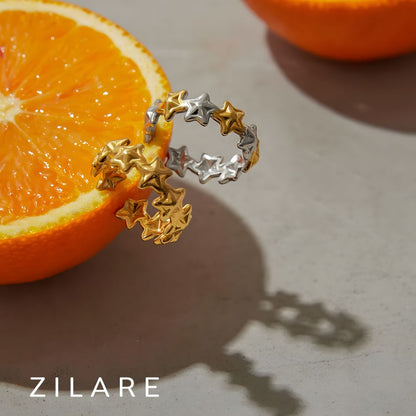 Anillo ajustable de estrellas bañado oro 18k Estrella Dorado