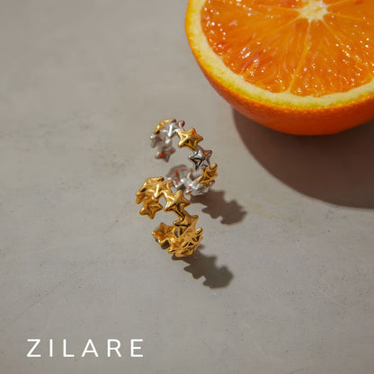 Anillo ajustable de estrellas bañado oro 18k Estrella Dorado