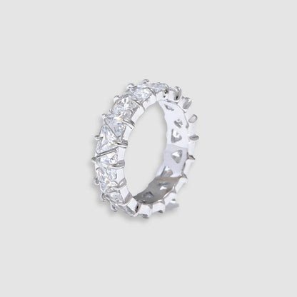 Anillo moderno con piedras brillantes bañado en oro 18k Naia