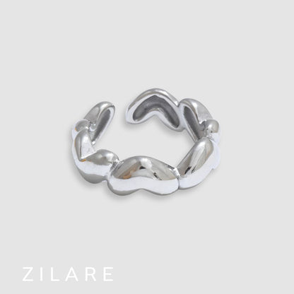 Anillo dorado con corazones ajustable bañado oro 18k Noelia