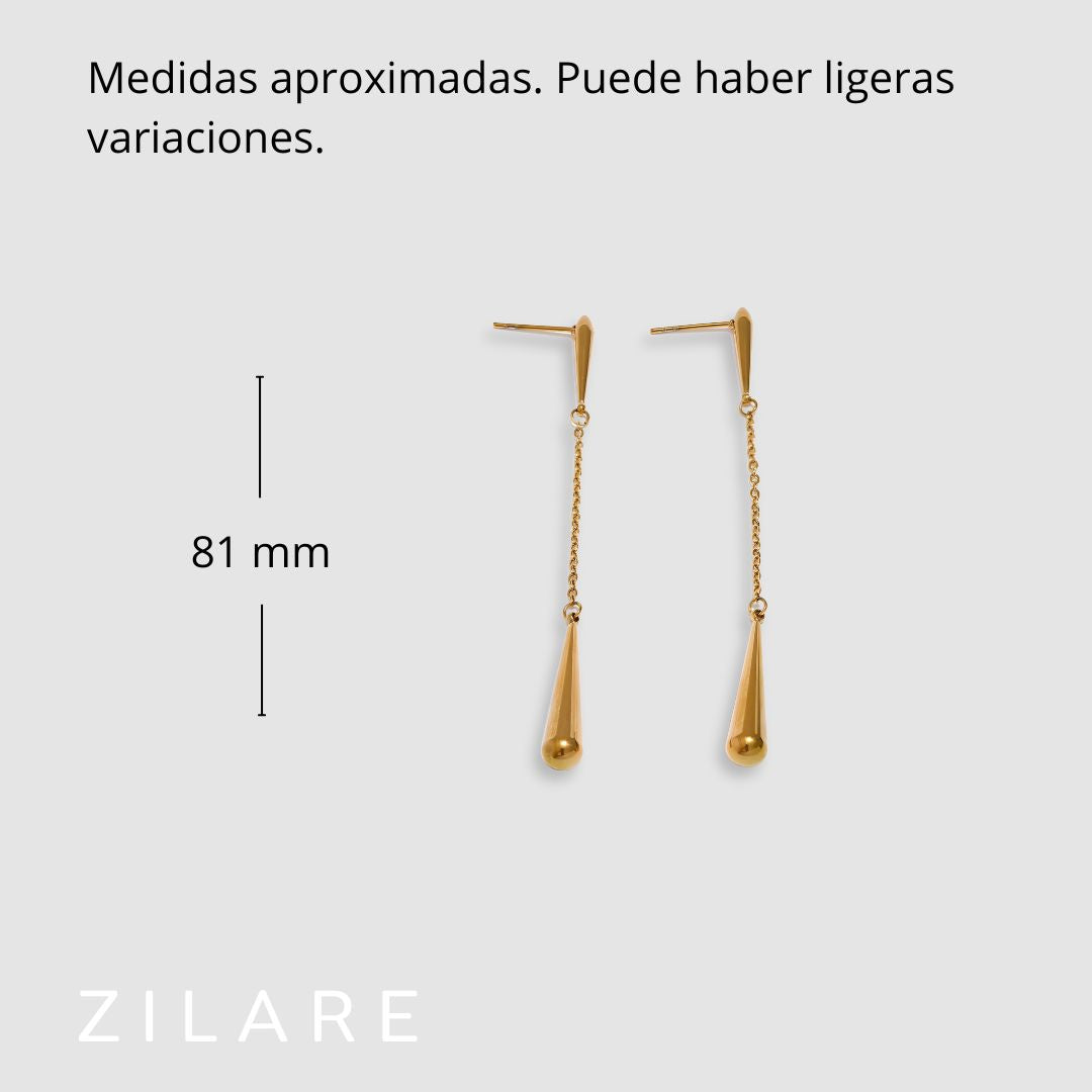 Arete elegante dorado laro con gota bañado en oro 18k Arlet