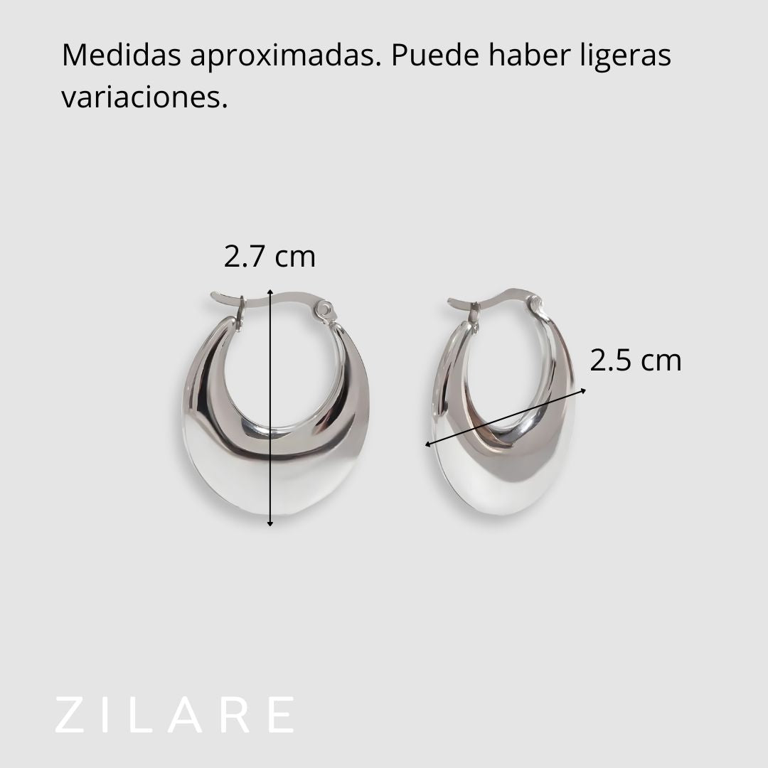 Aretes delicados acero inoxidable con diseño curvo Yamileth