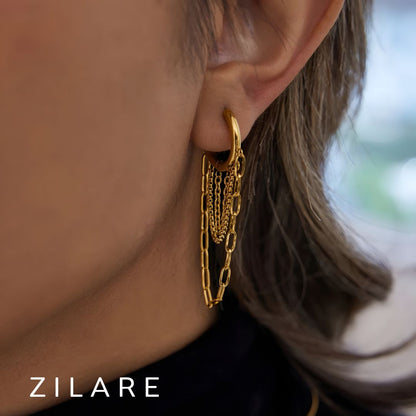 Aretes dorados con cadenas elegantes bañados oro 18k Lianet