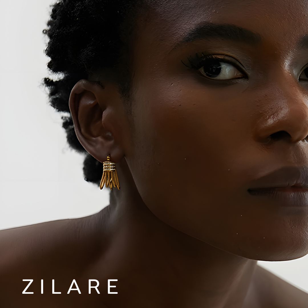 Aretes dorados bañados oro 18k elegantes y brillantes Patricia