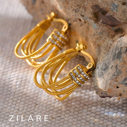 Aretes dorados bañados oro 18k elegantes y brillantes Patricia