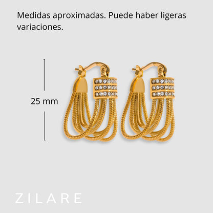 Aretes dorados bañados oro 18k elegantes y brillantes Patricia