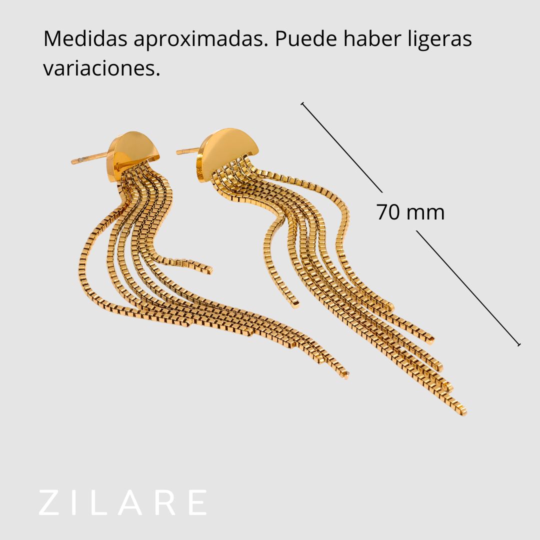 Aretes dorados bañados oro 18k sofisticados y llamativos Luz