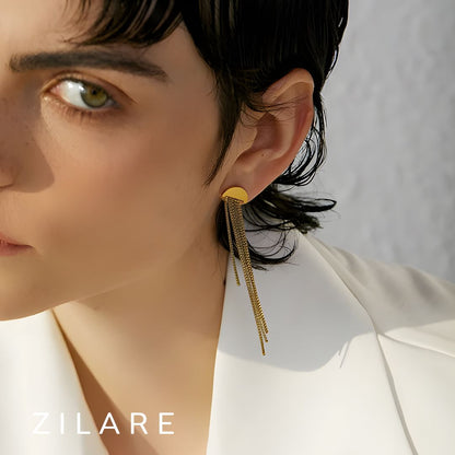 Aretes dorados bañados oro 18k sofisticados y llamativos Luz