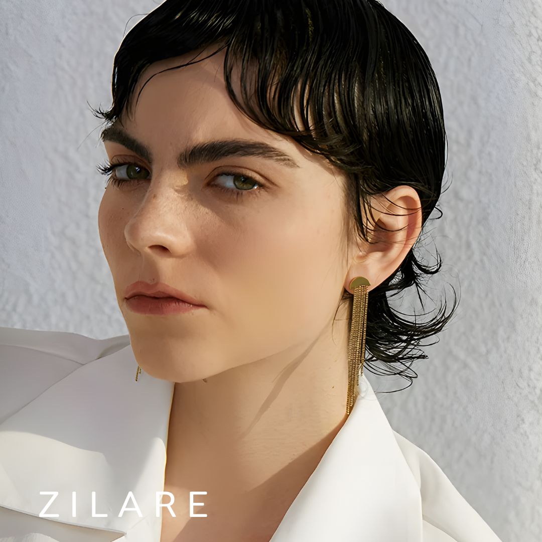 Aretes dorados bañados oro 18k sofisticados y llamativos Luz