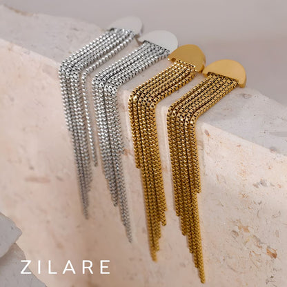 Aretes dorados bañados oro 18k sofisticados y llamativos Luz