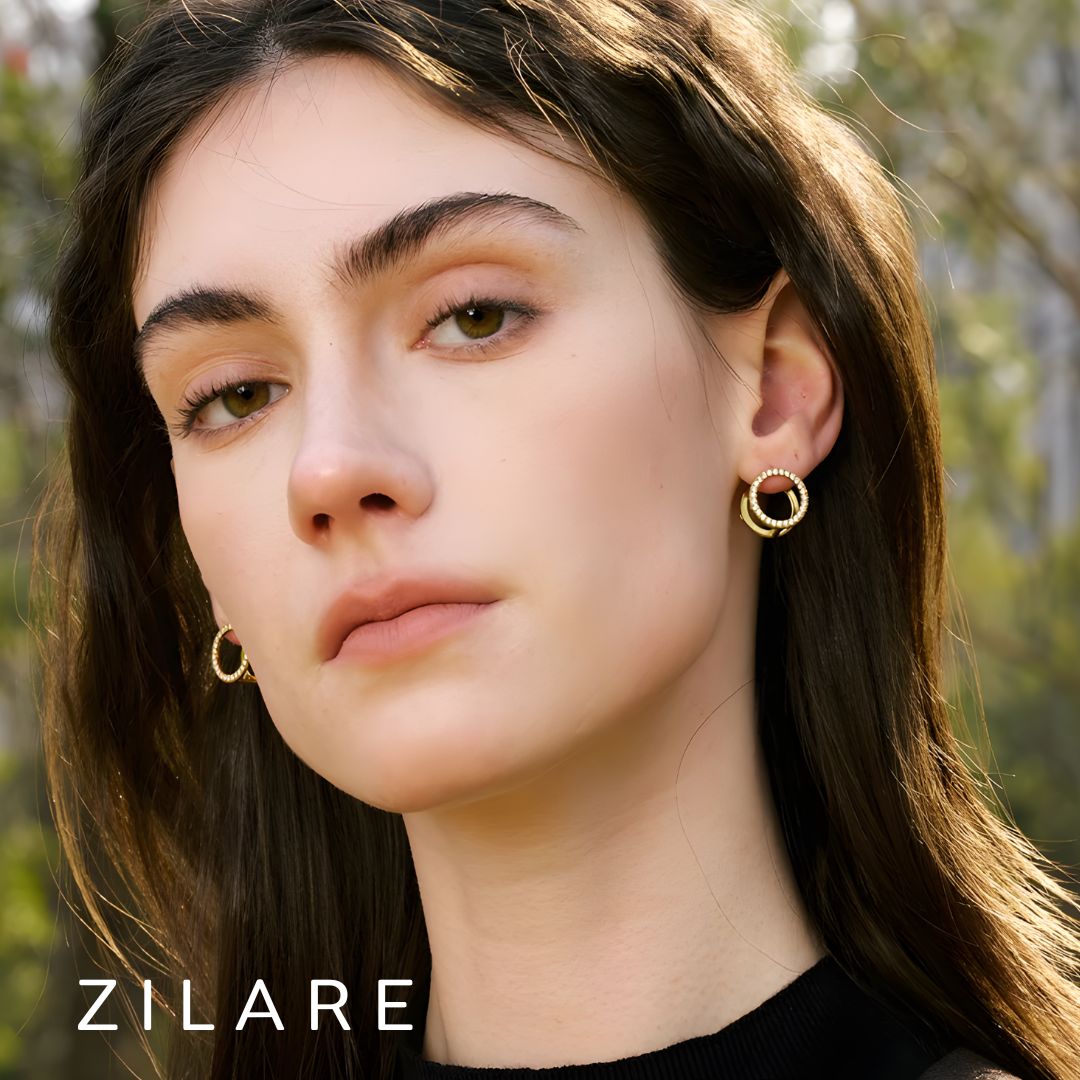 Aretes dorados bañados en oro 18k brillantes y delicados Zoe