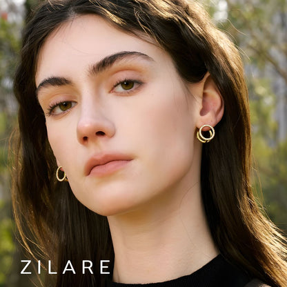 Aretes dorados bañados en oro 18k brillantes y delicados Zoe