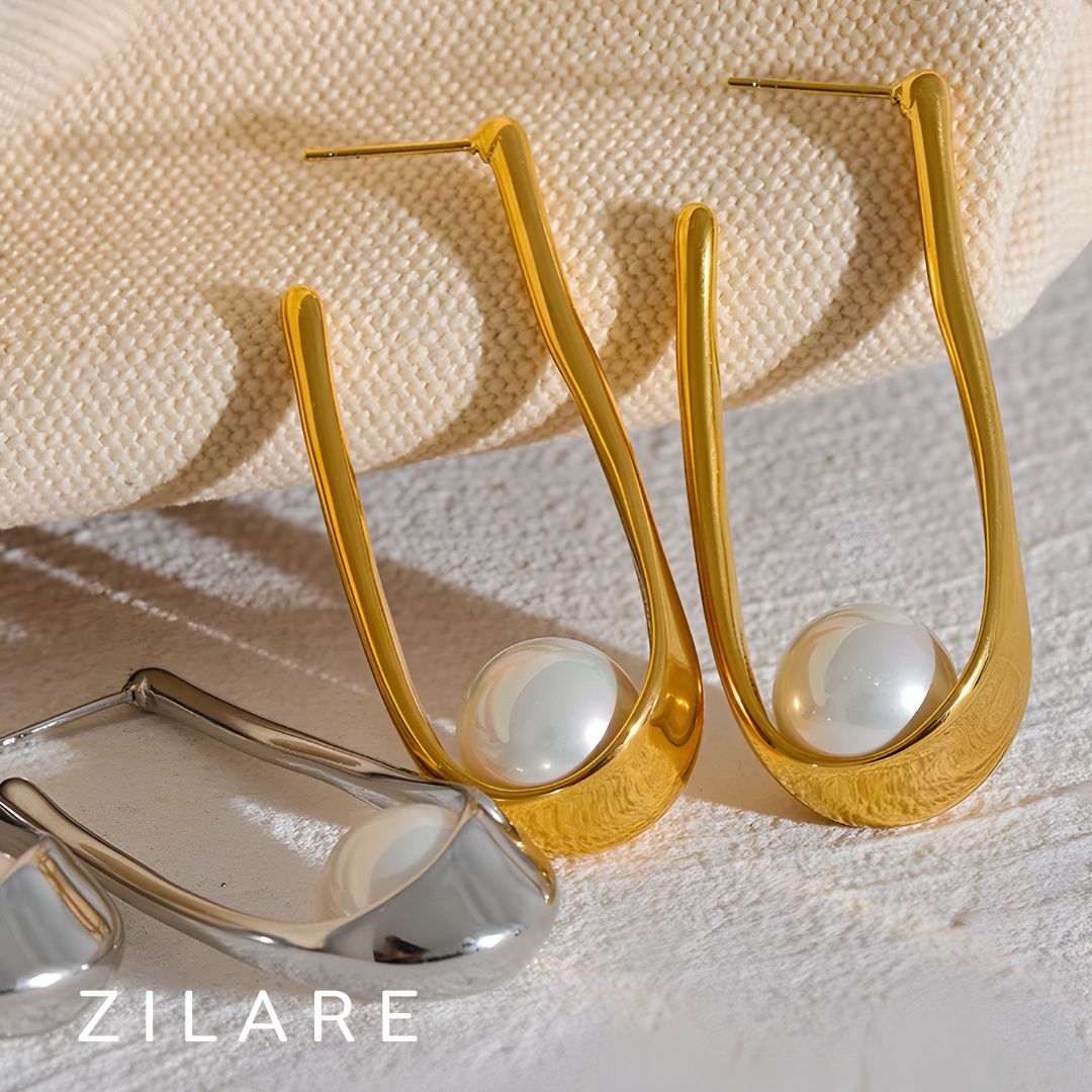 Aretes dorados bañados en oro 18k elegante con piedra Julia