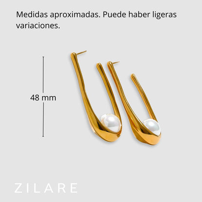 Aretes dorados bañados en oro 18k elegante con piedra Julia