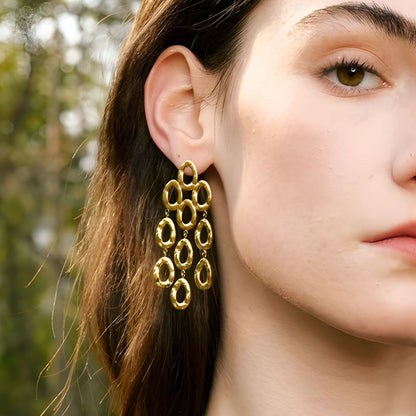 Aretes dorados bañados oro 18k llamativos y elegantes Carmen