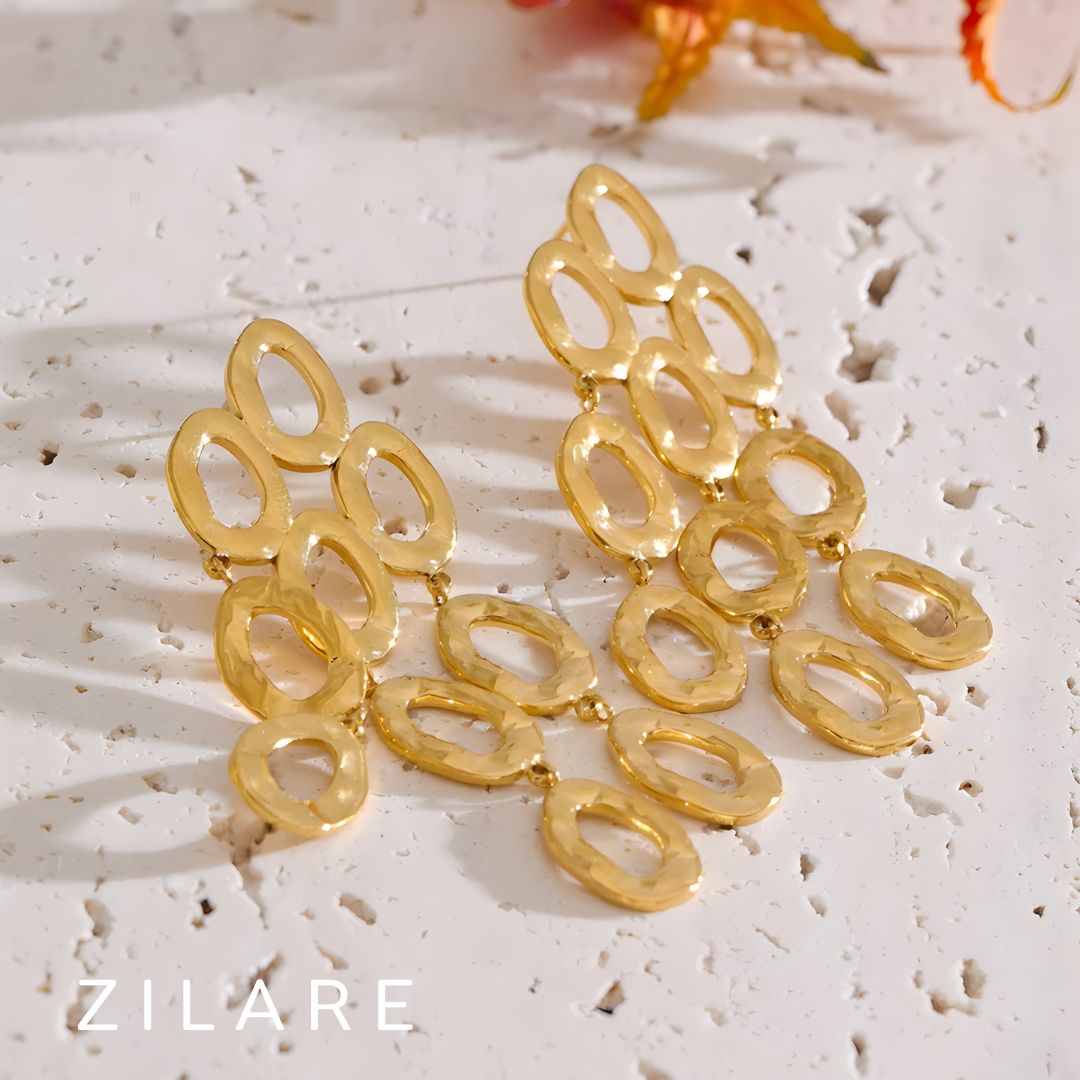 Aretes dorados bañados oro 18k llamativos y elegantes Carmen