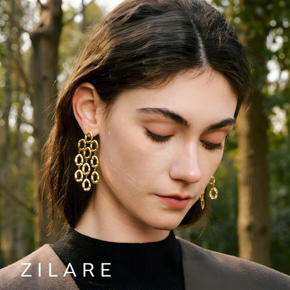 Aretes dorados bañados oro 18k llamativos y elegantes Carmen