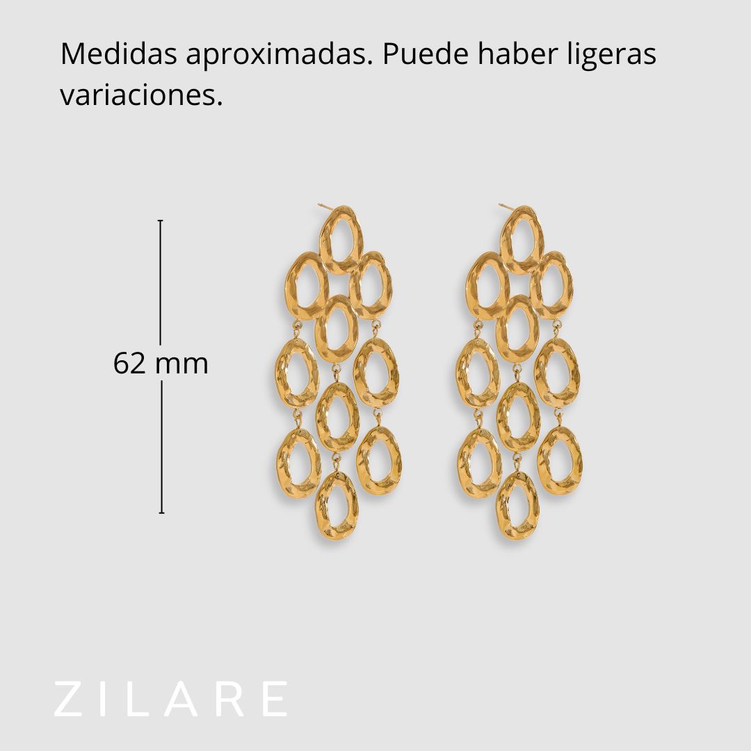 Aretes dorados bañados oro 18k llamativos y elegantes Carmen