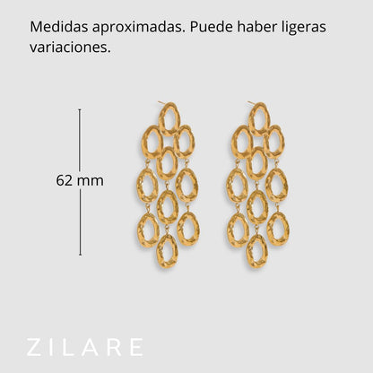 Aretes dorados bañados oro 18k llamativos y elegantes Carmen
