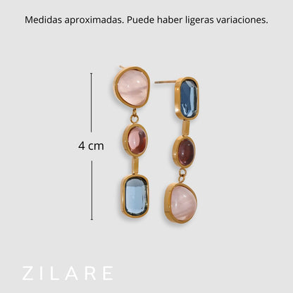 Aretes dorados bañados en oro 18k colores y únicos Liora
