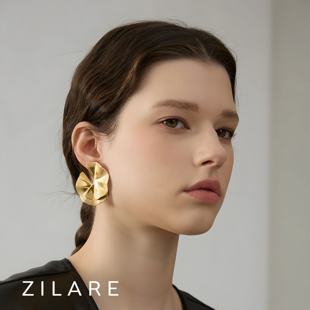 Aretes dorados bañados en oro 18k imponentes chic Mónica