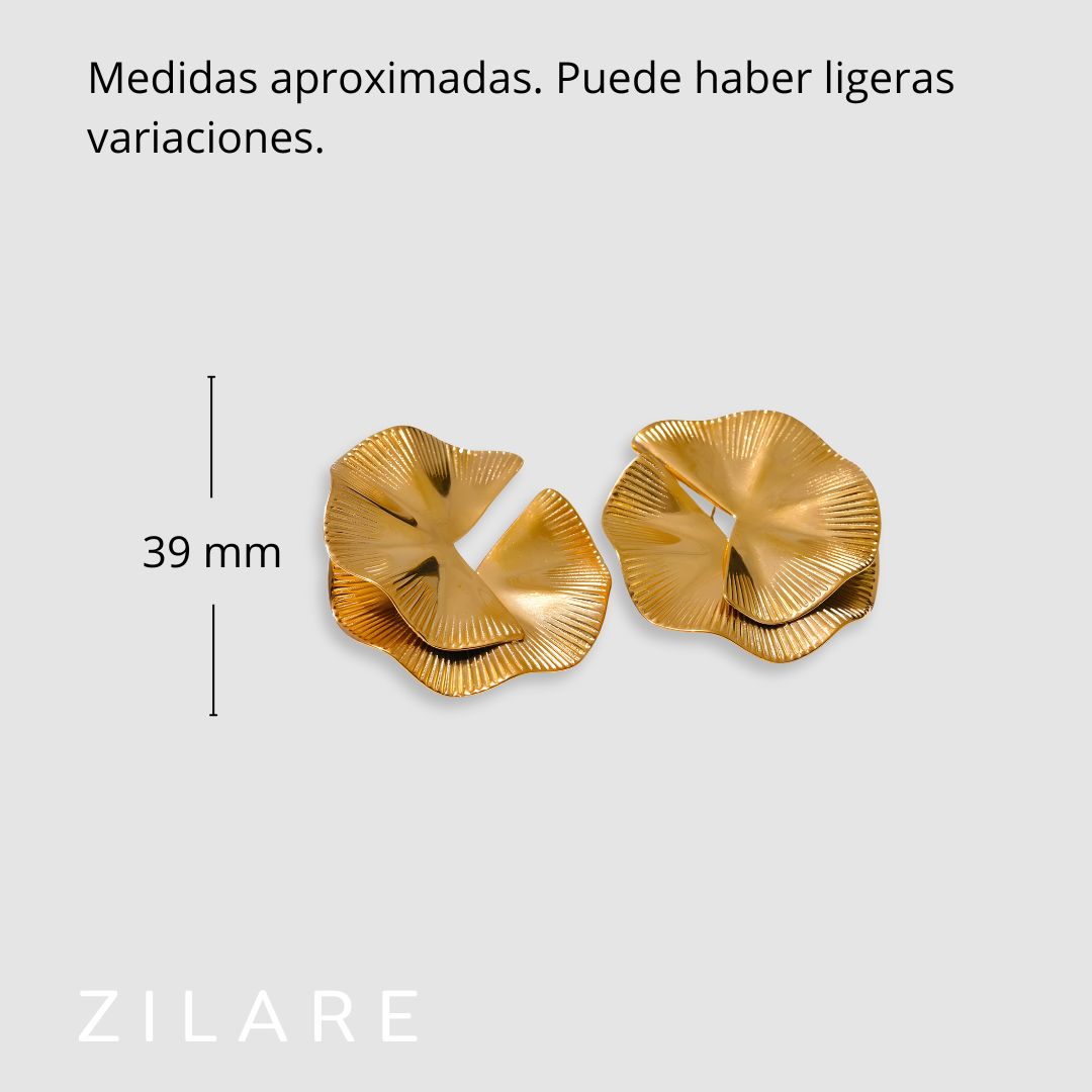 Aretes dorados bañados en oro 18k imponentes chic Mónica