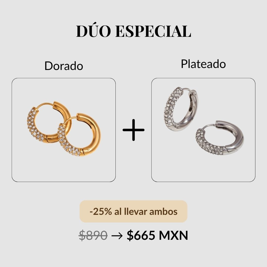Aretes delicados baño de oro 18k con diseño brillante Marely