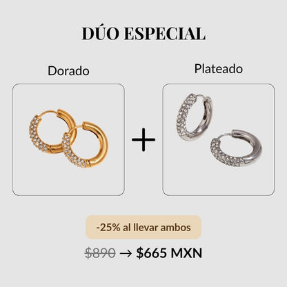Aretes delicados baño de oro 18k con diseño brillante Marely