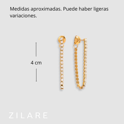 Aretes dorados con brillo elegante bañado en oro 18k Yuridia