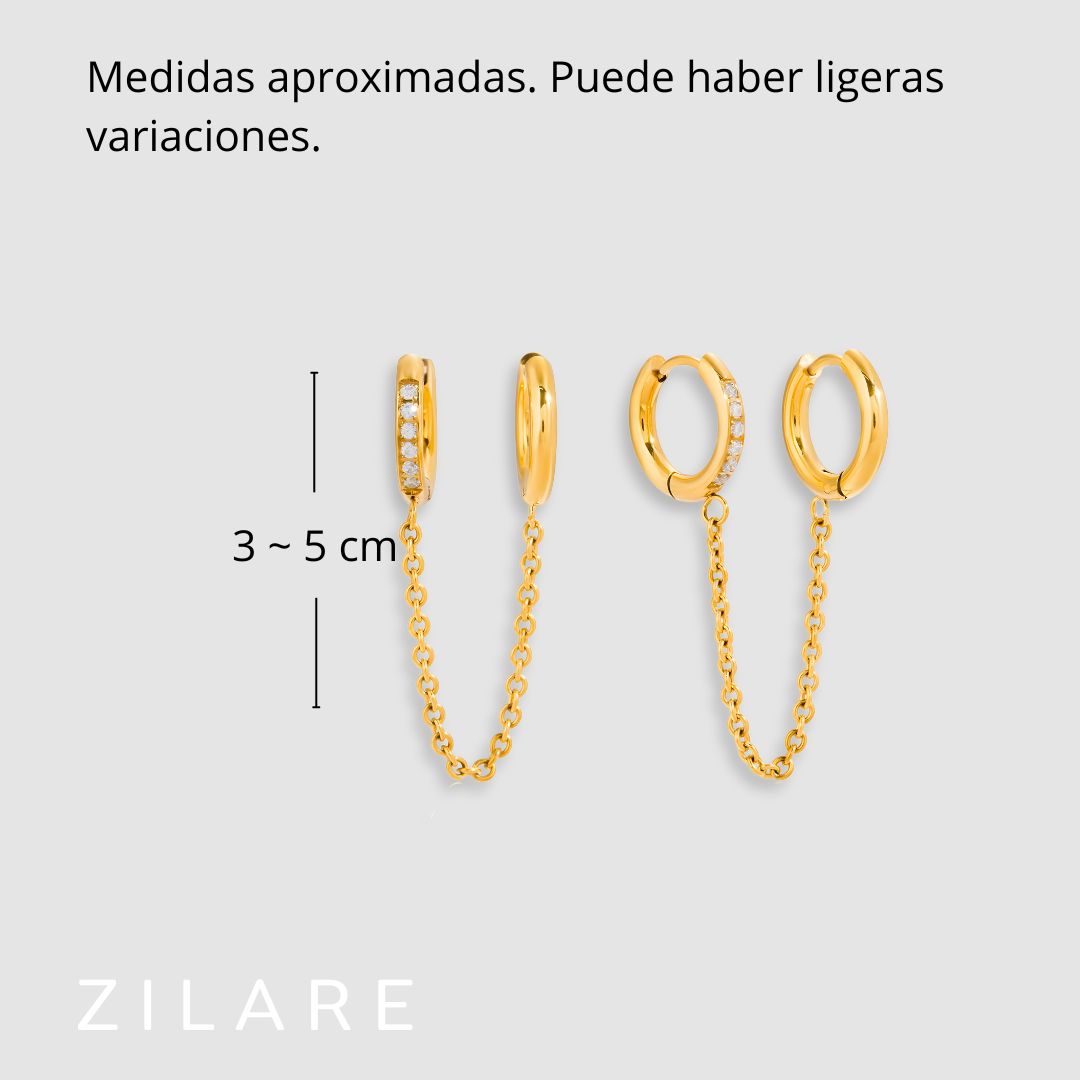 Aretes dorados con cadena elegantes bañado en oro 18k Amaris