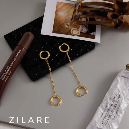 Aretes dorados con cadena elegantes bañado en oro 18k Amaris